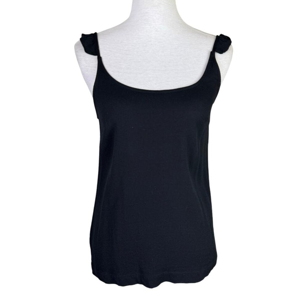 Just Female Life Top Black Ruffle Strappy Girly Flirty Lightweight Tank Top